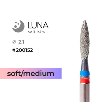 Luna Bits Teemant otsik Flame 2,1 mm, 8 mm, Medium-Soft, punane-sinine