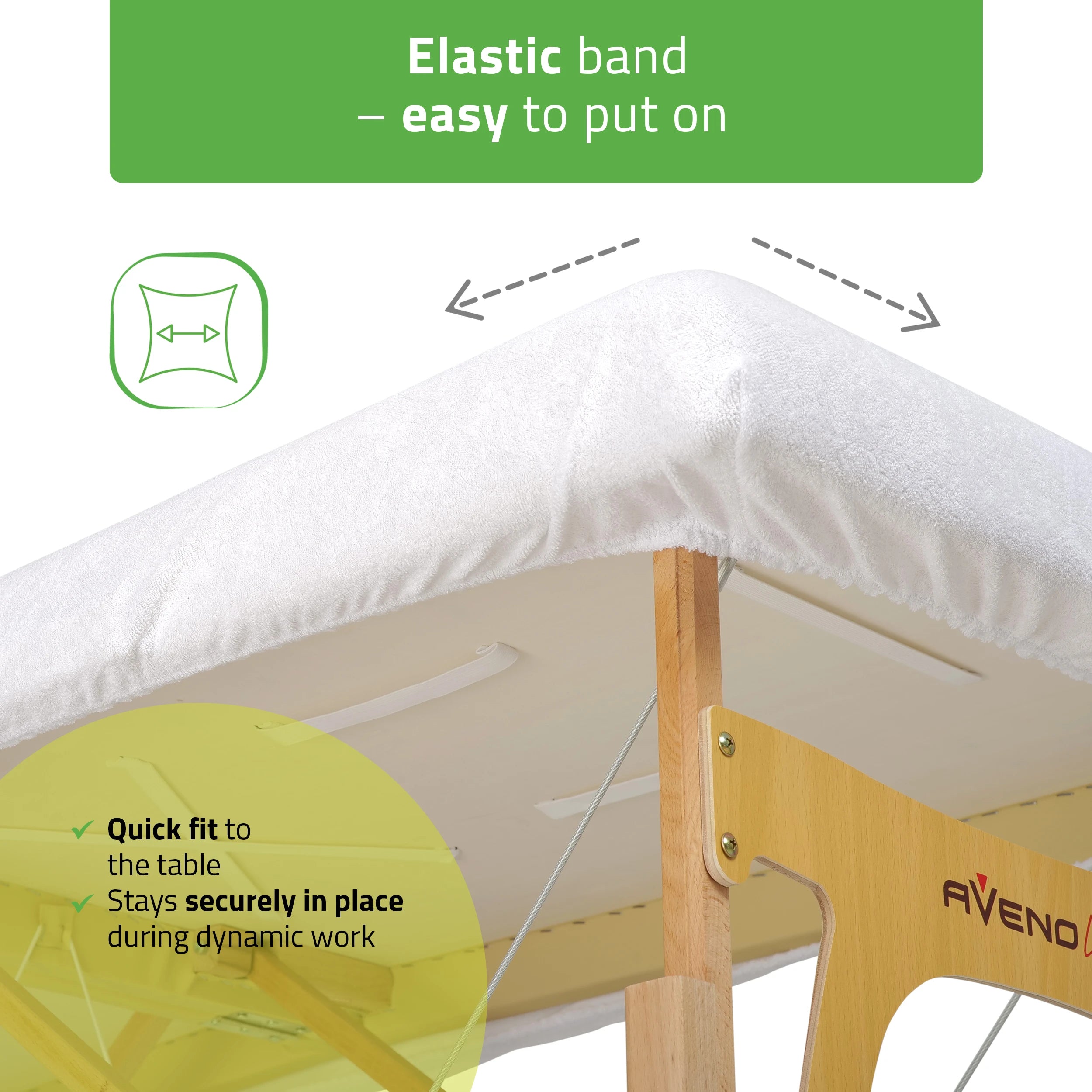 Set – 1-piece terry sheet for folding tables – 60/165 cm, white terry headrest cover