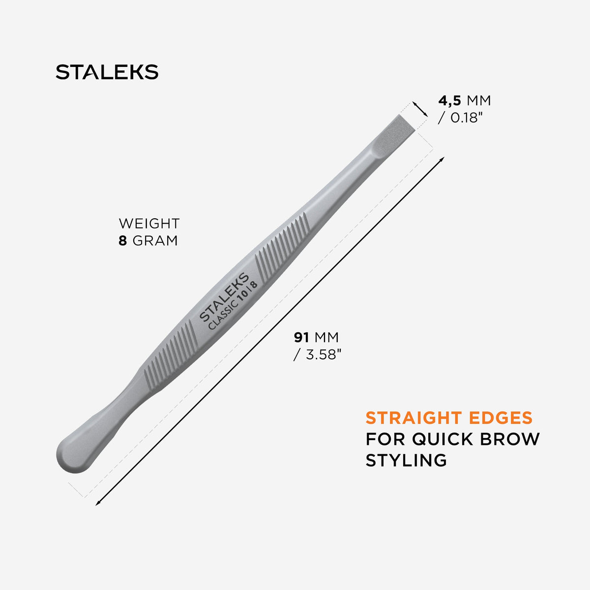 Staleks Uzacu pincete CLASSIC 10 TYPE 8, taisna, vēžveidīga