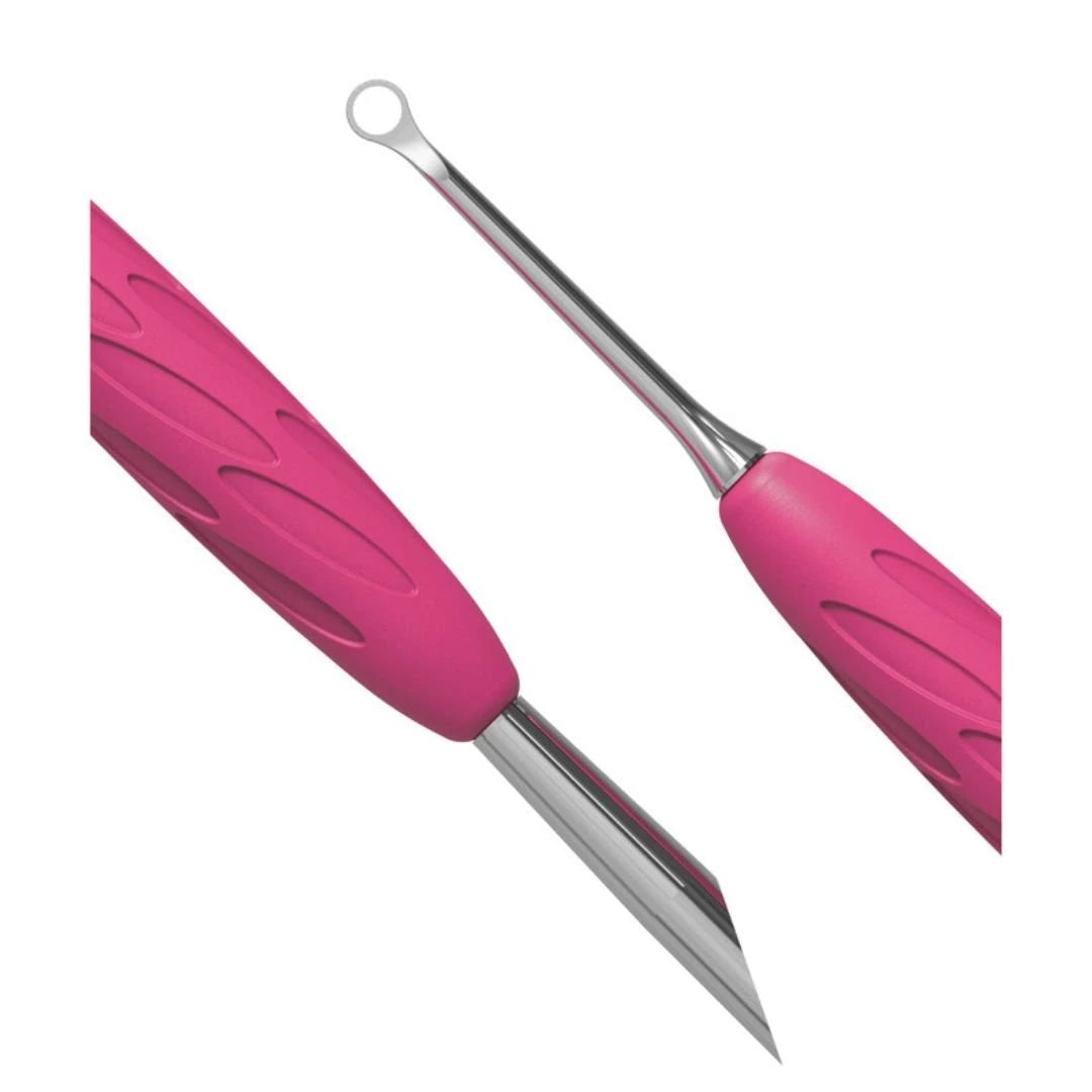 Manicure pusher Gummy with silicone handle UNIQ 11 TYPE 2 (beveled and loop pusher)