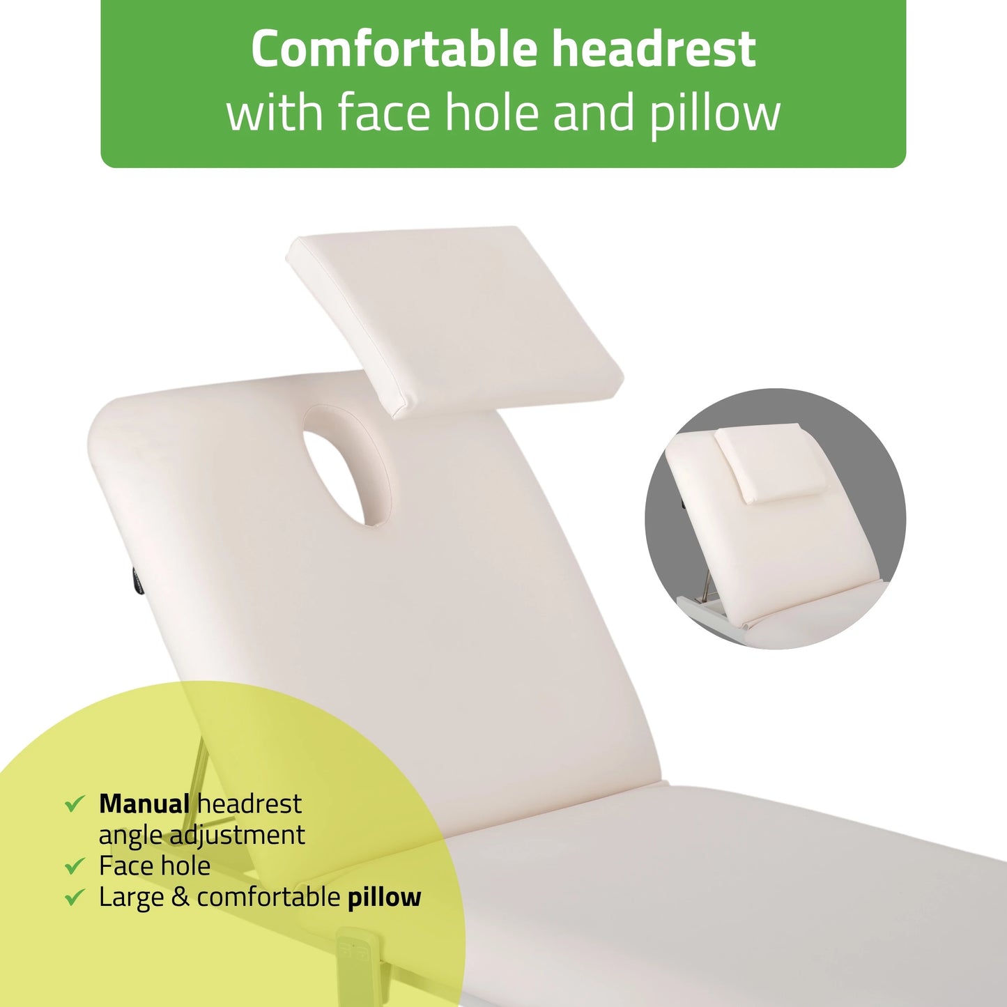 Optima behandlerbriks, elektrisk højdejustering med håndfjernskontrol – Satin Comfort k701 hvid