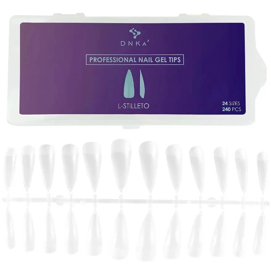 Gel tips for nail extension  PROFESSIONAL NAIL GEL TIPS "DNKa", L-STILLETO 240 шт.