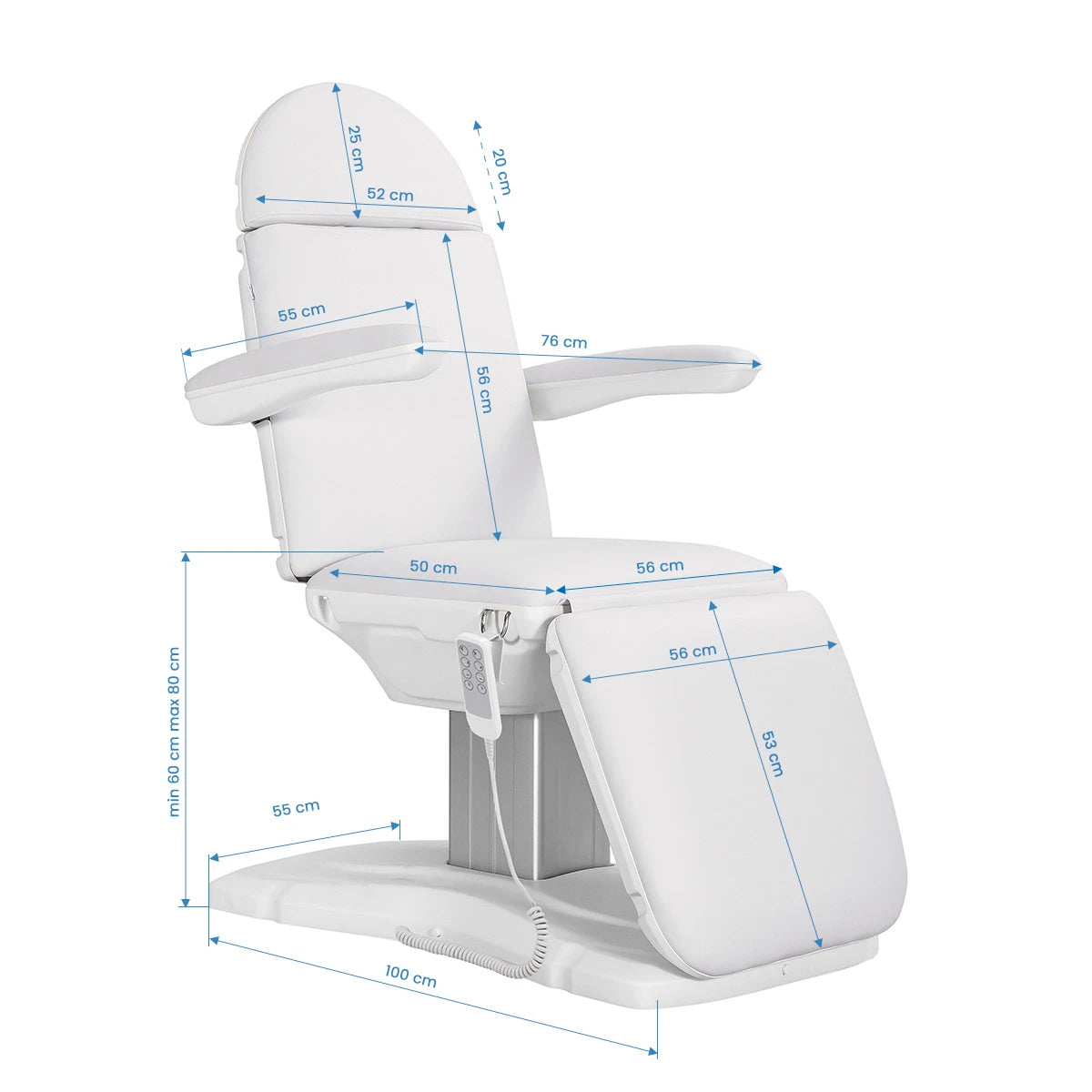 Sillon Eclipse Elektrische Kosmetikliege, 4 Motoren, Weiß