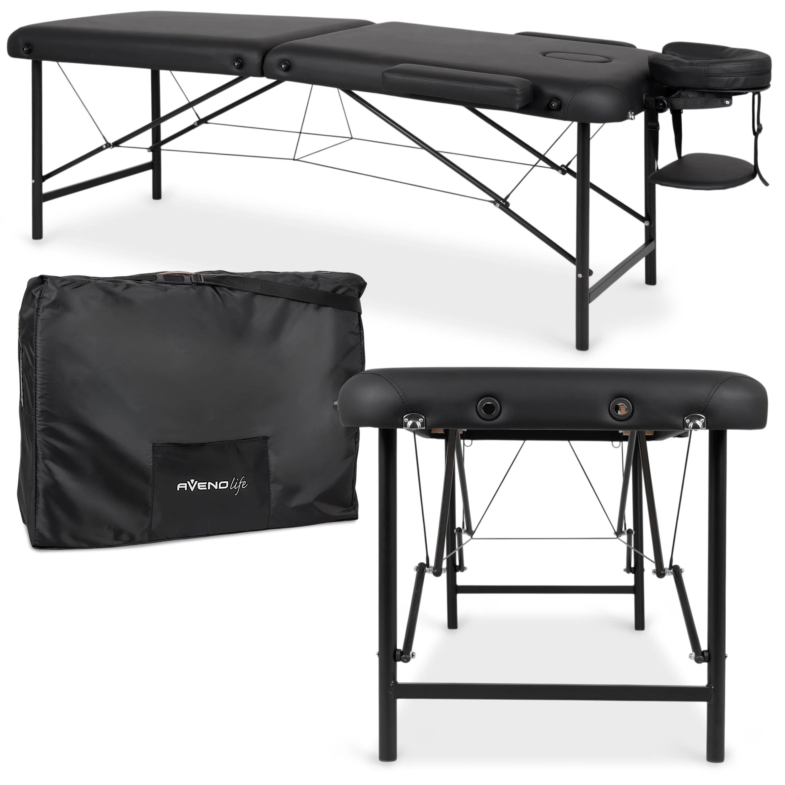 Pārnēsājams masāžas galds Rico 60 cm Comfy Base K515, melns