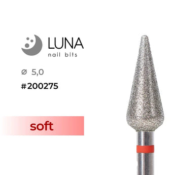 Dimanta frēzes uzgalis Konuss, 5,0 mm, 12,5 mm, sarkana, smalkgrauds