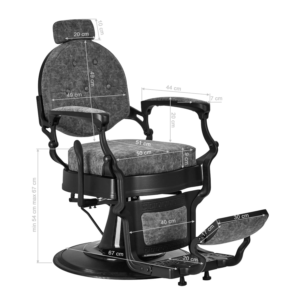 Hairdressing chair Gabbiano President Old Leather gray