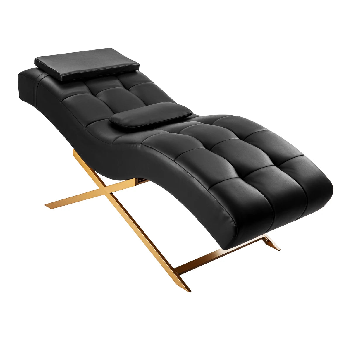 Sillon Alba Kosmetoloģijas krēsls skropstu pieaudzēšanai, melns ar zelta pamatni