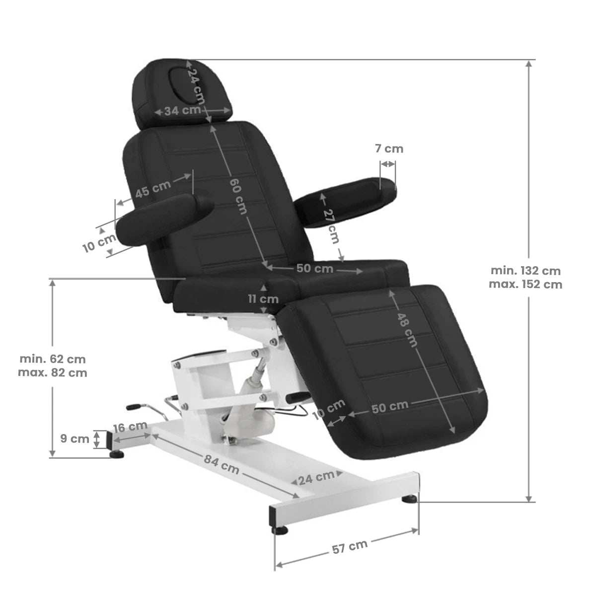 Beauty bed-couche AZZURRO 705, 1 motor, black