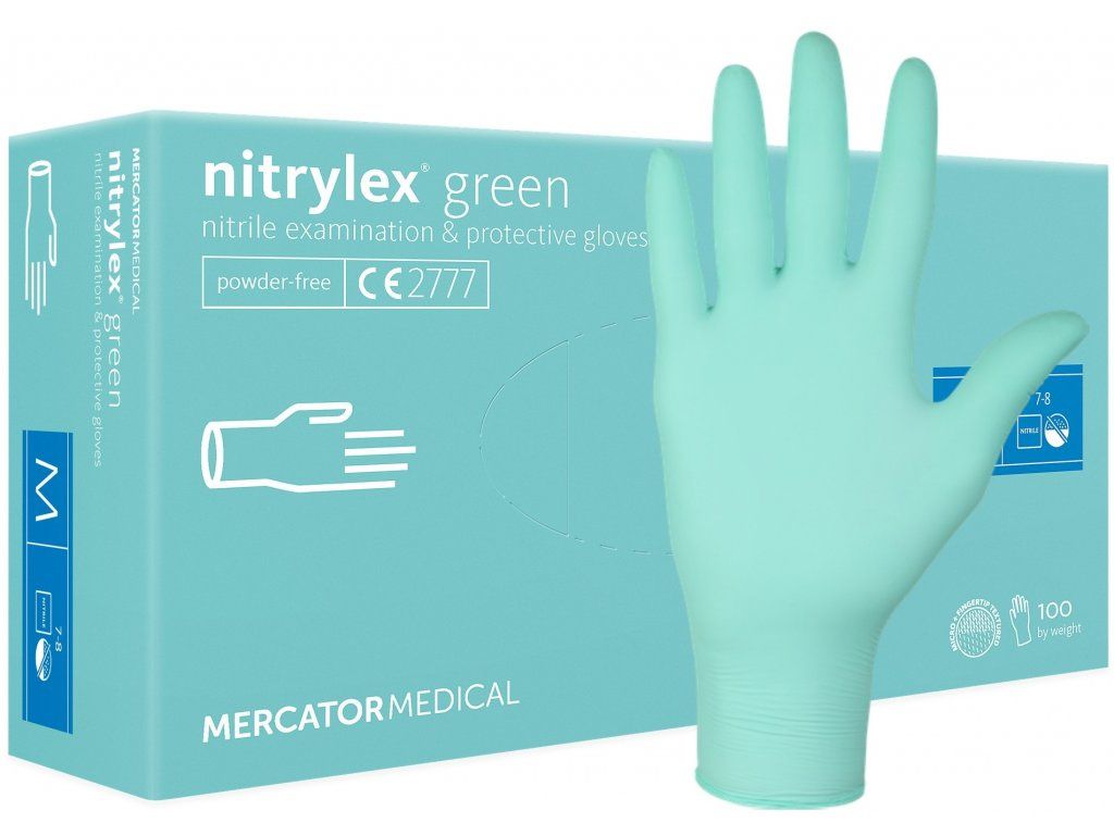 Nitrile gloves, powder-free, XS, green, 100 pieces, Nitrylex