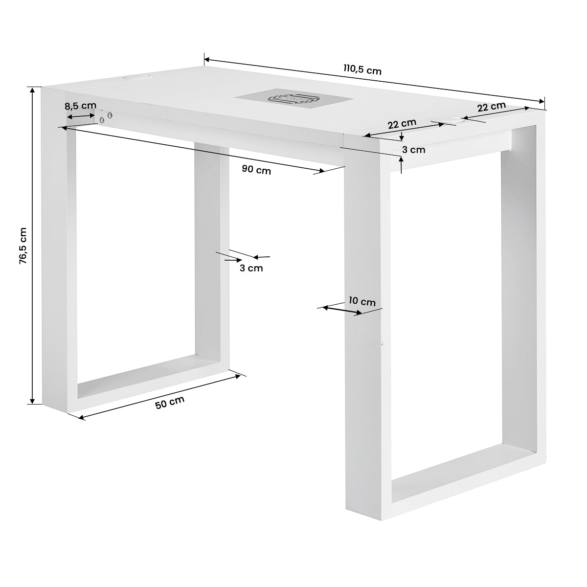 Cosmetic desk with extractor fan G031 white (2.class with small defect)