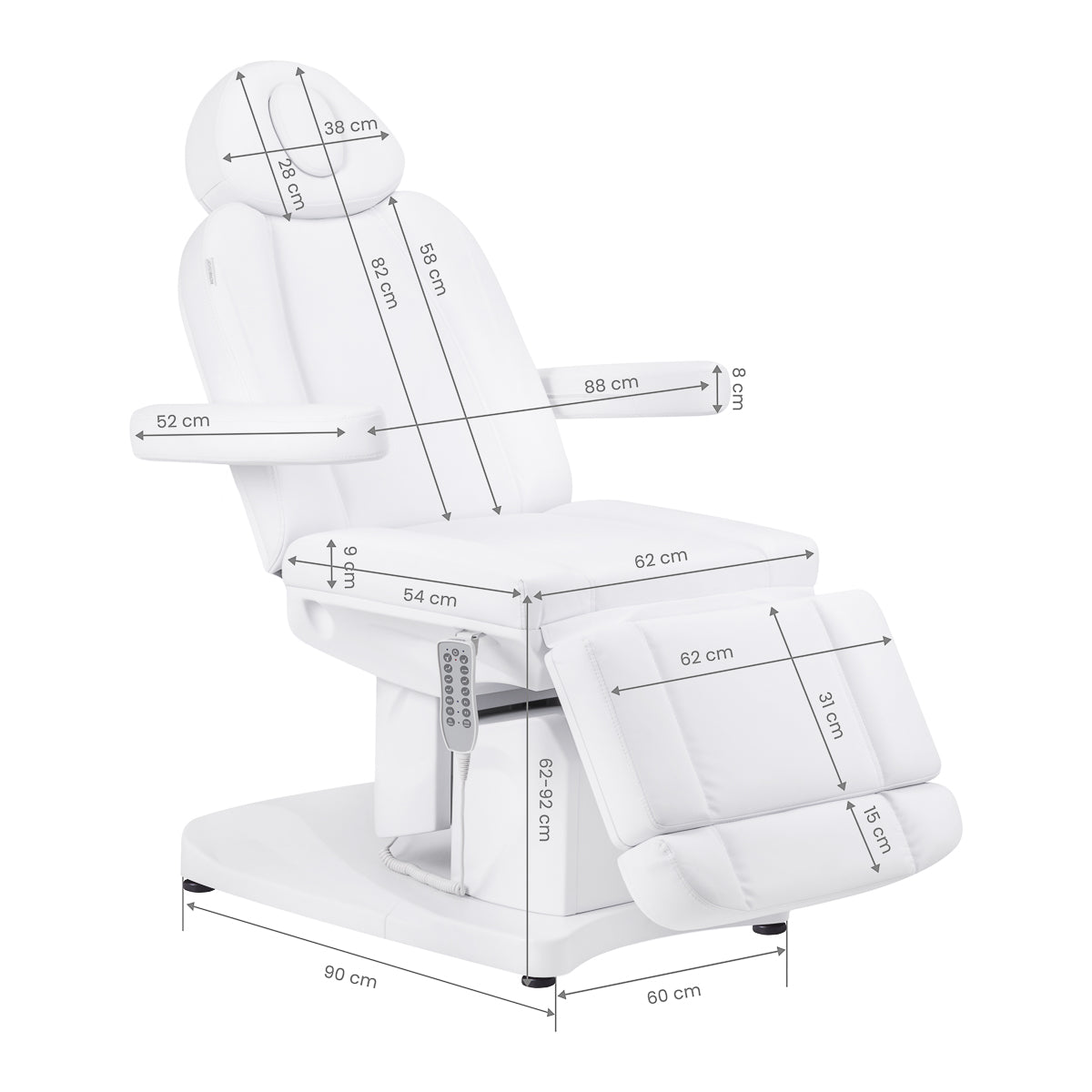 Electric Beauty Chair Azzurro 708A 4 motors super white