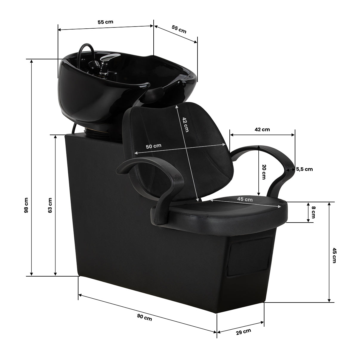 Hairdressing wash unit Hair System Borneo black