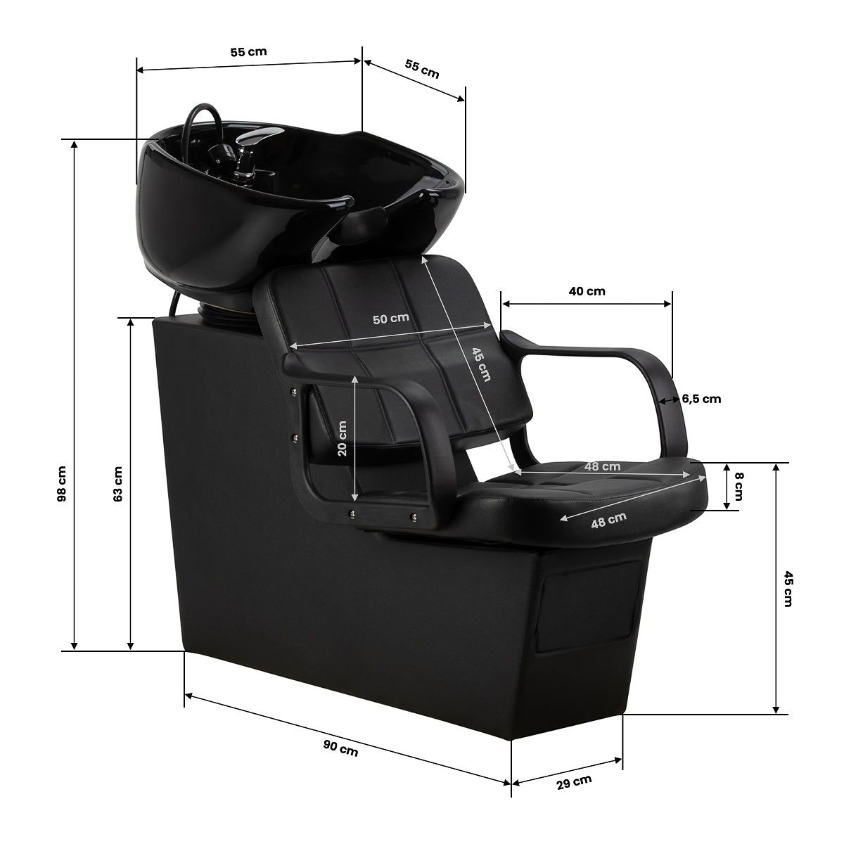 Hair System Frizētavas izlietne Komodo, melna