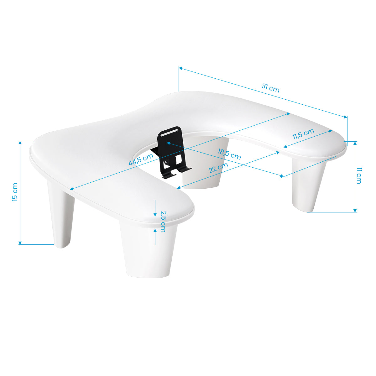 MOMO Croissant manicure rest with mobile phone holder white