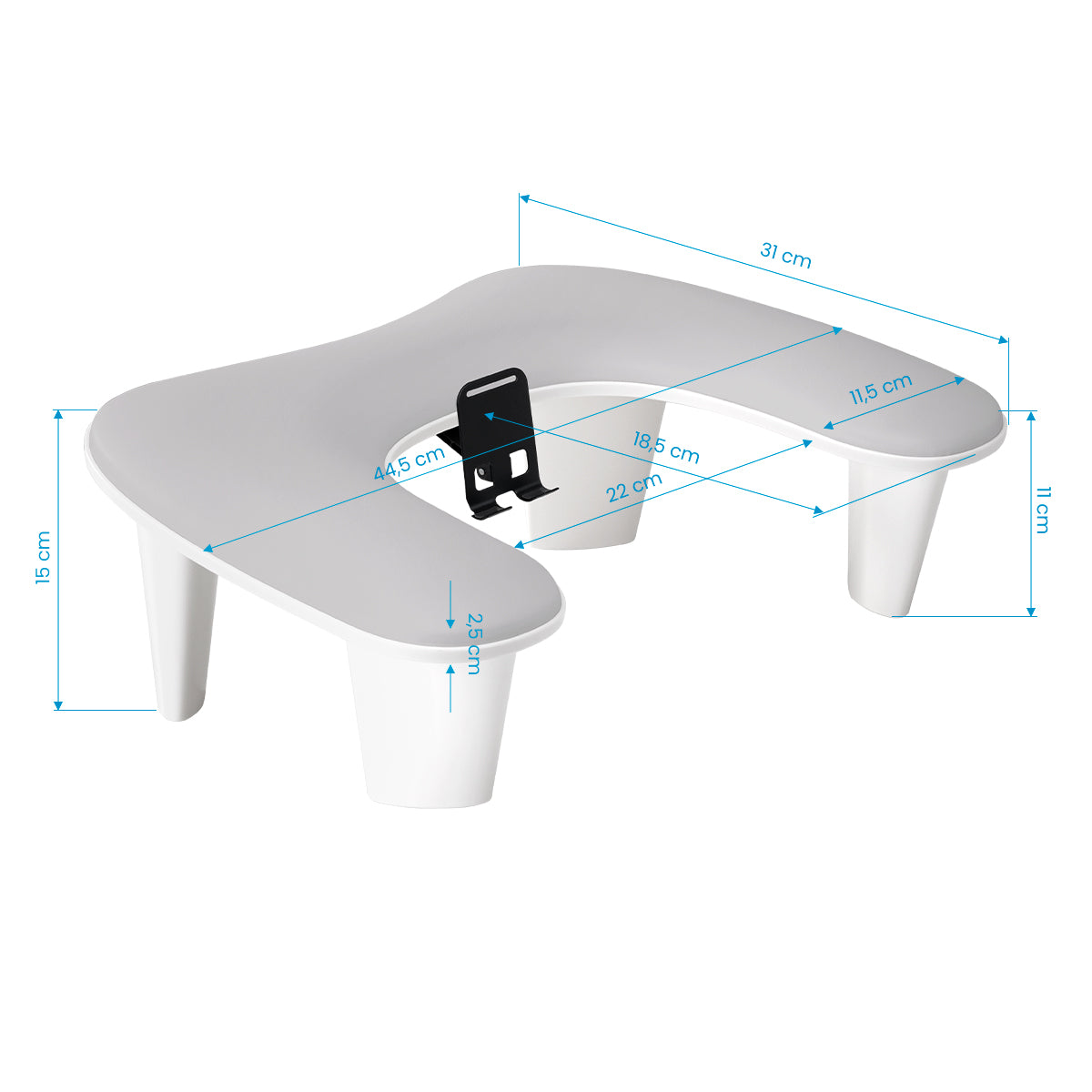 MOMO Croissant manicure rest with mobile phone holder grey