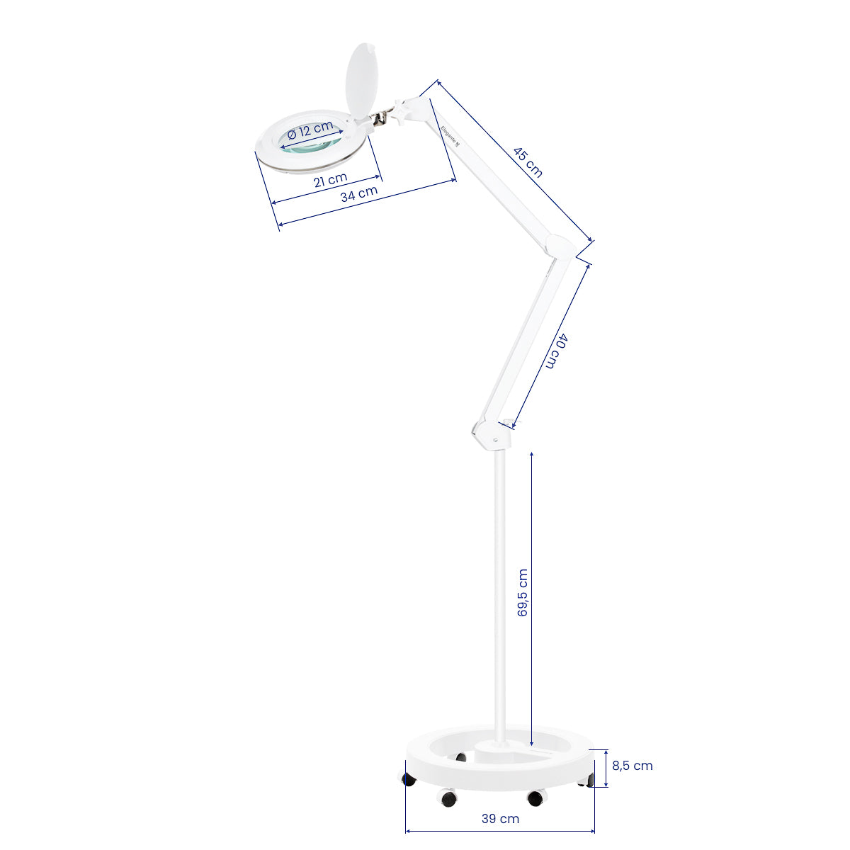 Elegante 6031 magnifying lamp with 60 SMD 3D LEDs, complete with adjustable stand and light intensity control