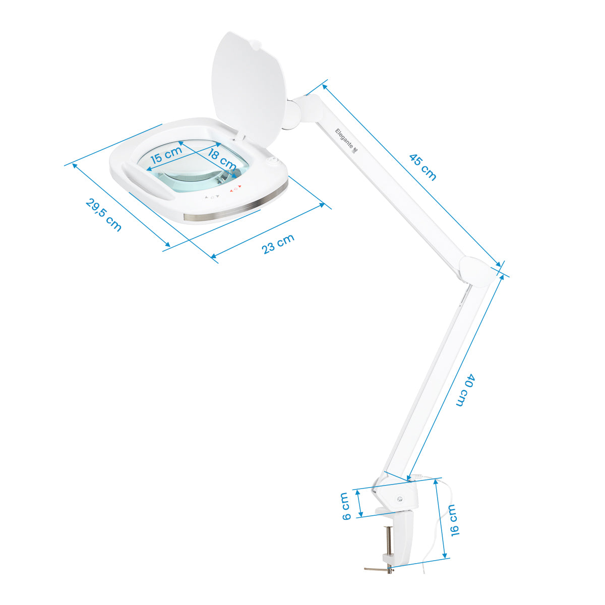 Elegante 6030 magnifying lamp with 60 SMD LEDs for worktops, with adjustable light intensity