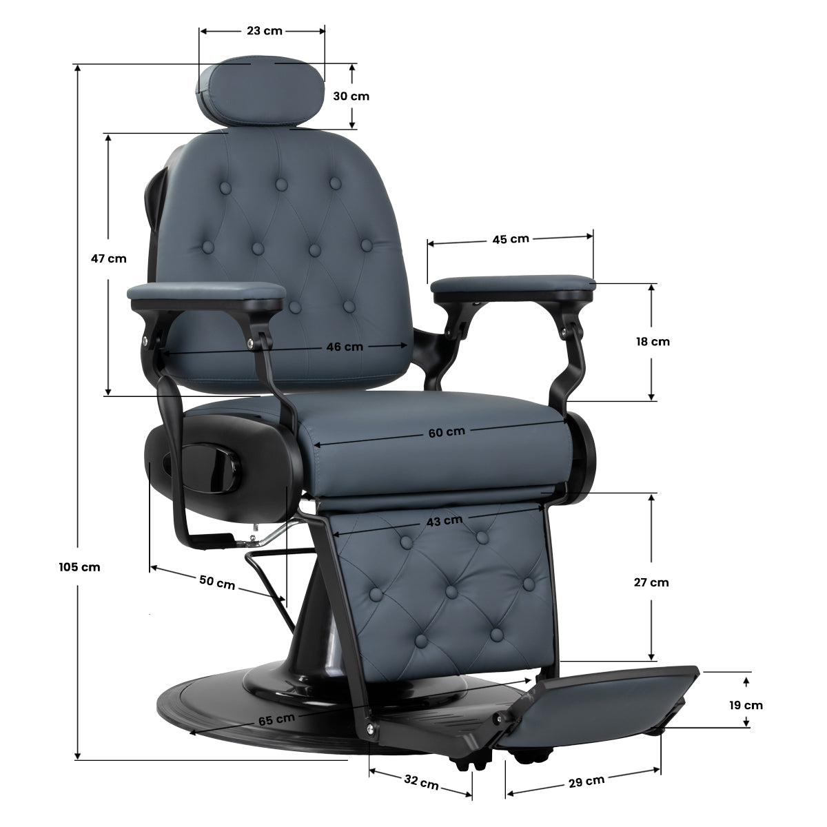 Gabbiano Francesco barberstol, grafit med sort base (2. sortering)