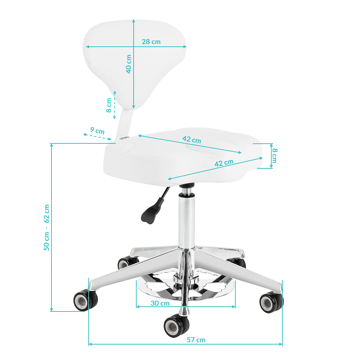 Cosmetic stool Azzurro 156-F bump-up snow-white