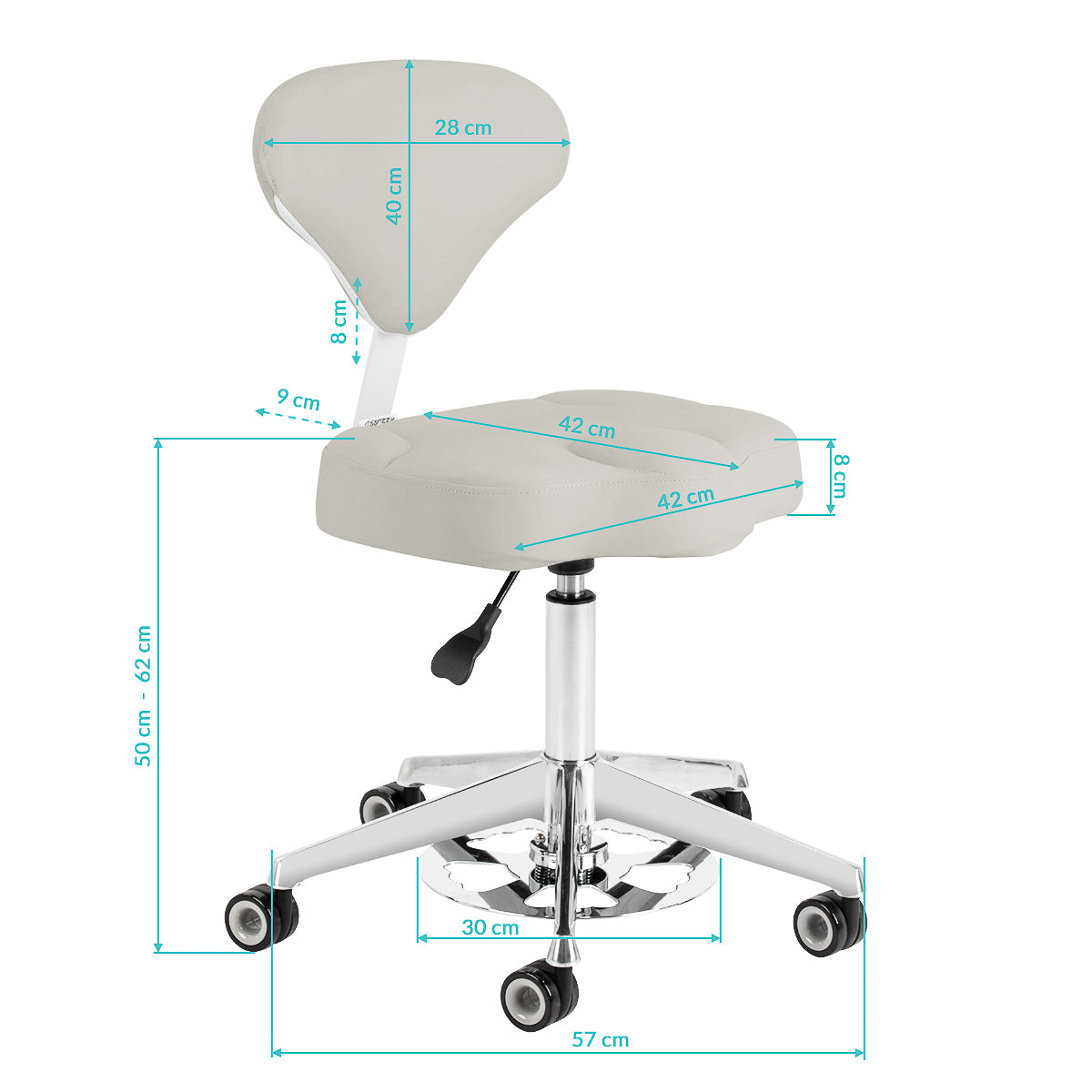 Cosmetic stool Azzurro 156-F bump-up grey