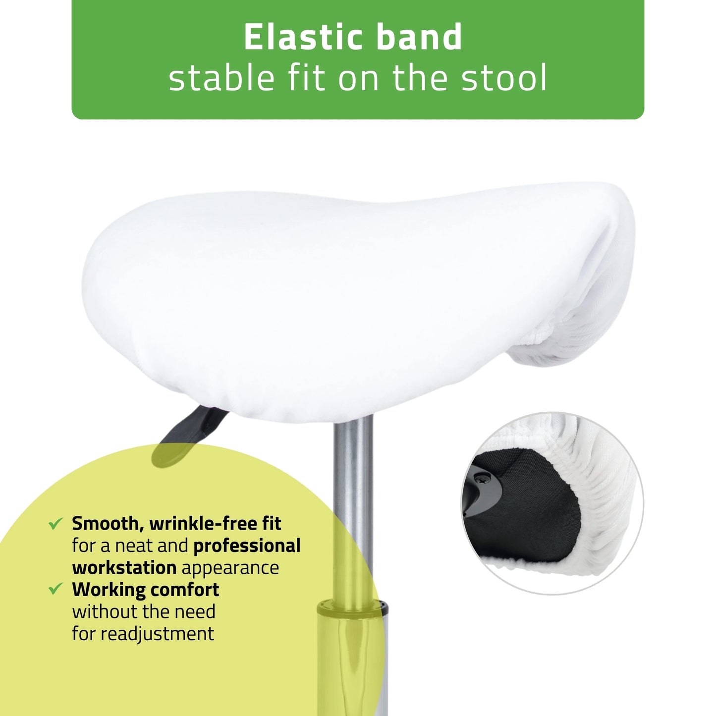 Velour cover with elastic for stool, diameter 60 cm white