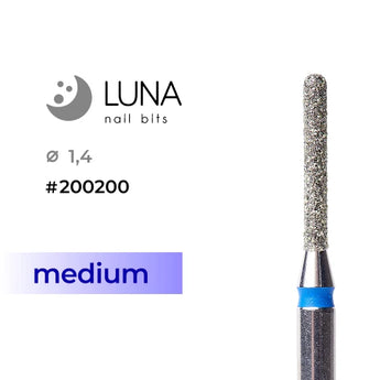 Diamond Nail Drill Bit Round Cylinder 1.4-10 Blue Medium Grit