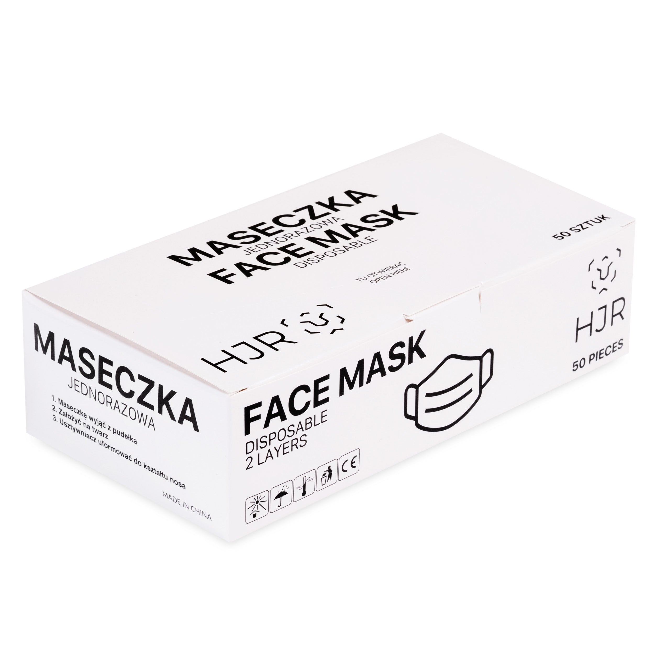 White 2-ply face mask, 50 pcs