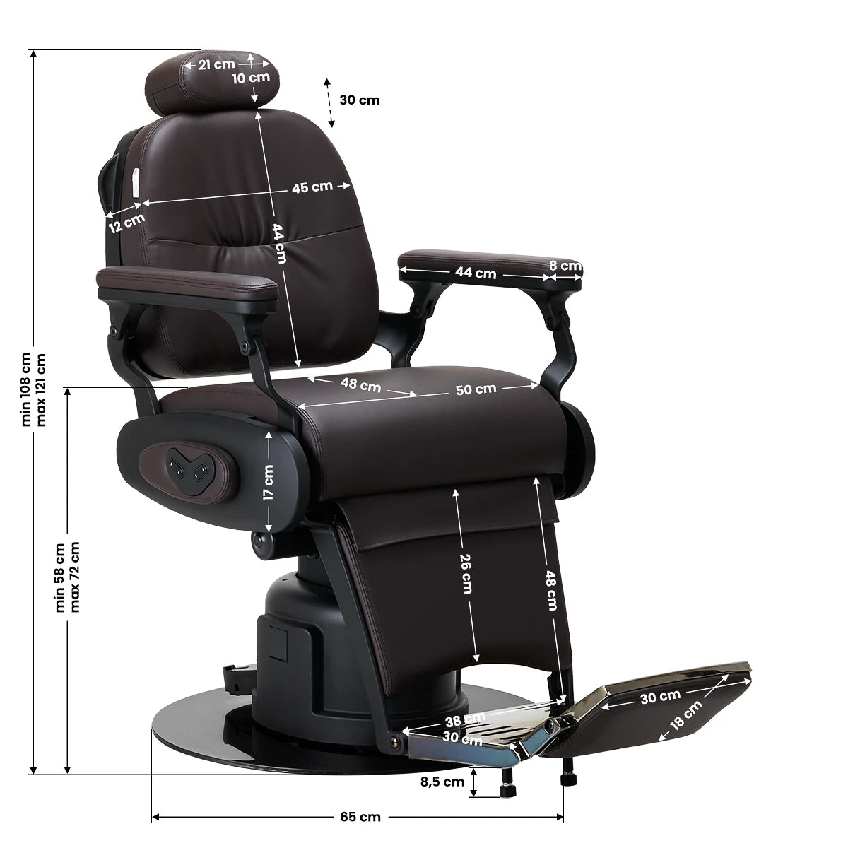 Barber Chair Electric Gabbiano Duke, brown