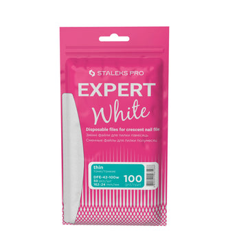 DFE-42-100W EXPERT Disposable white files for crescent nail file 50.vnt, White