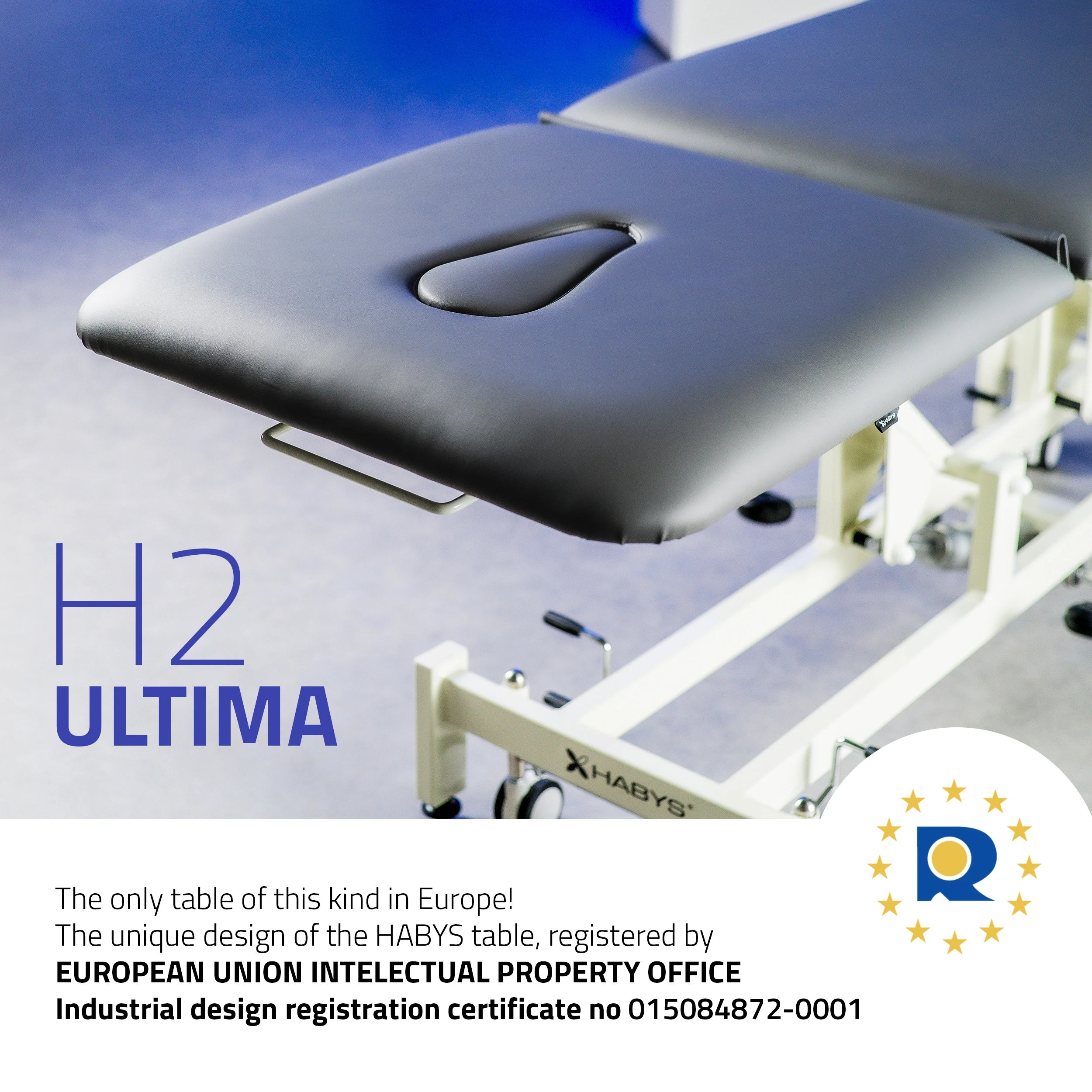 Ultima H2 therapy table, hydraulique adjustment, wheels, PVC gris