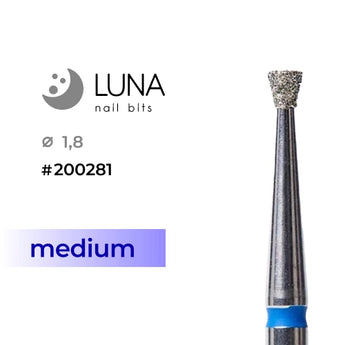 Luna Bits Dimanta frēzes uzgalis apgrieztais konuss, 1,8 mm, zila