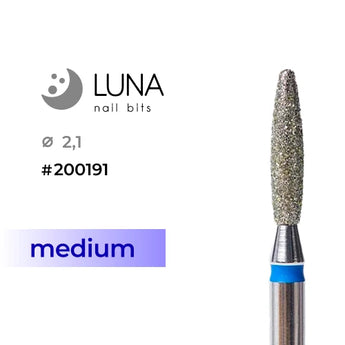 Luna Bits Dimanta frēzes uzgalis Noapaļota liesma, 2,1–10 mm, zila