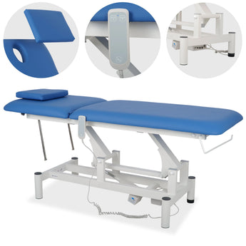Optima therapy table, electric height adjustment with hand remote – Satin Comfort k723 blue