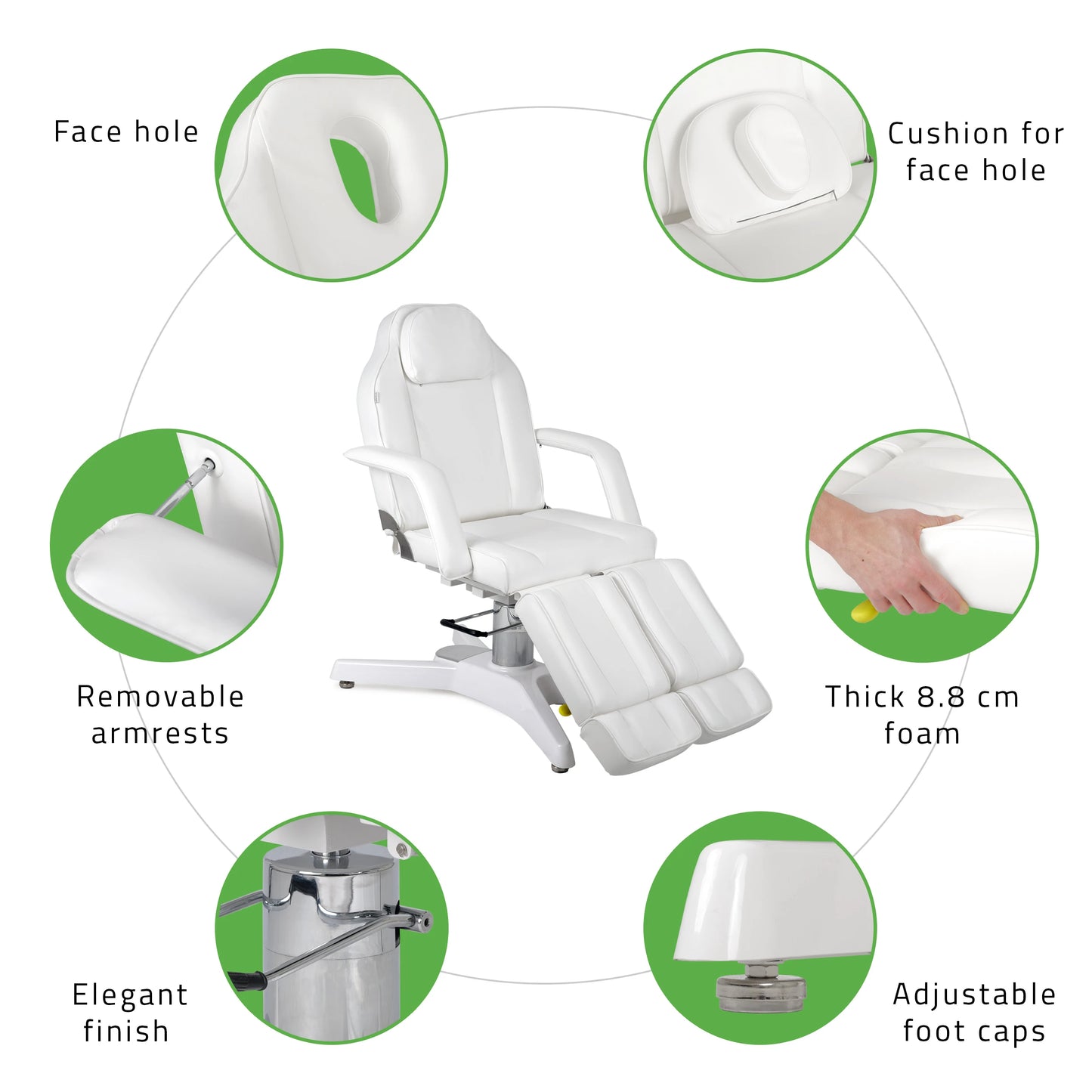 MAX Bianco hydraulinen hoitotuoli pneumaattisella säädöllä