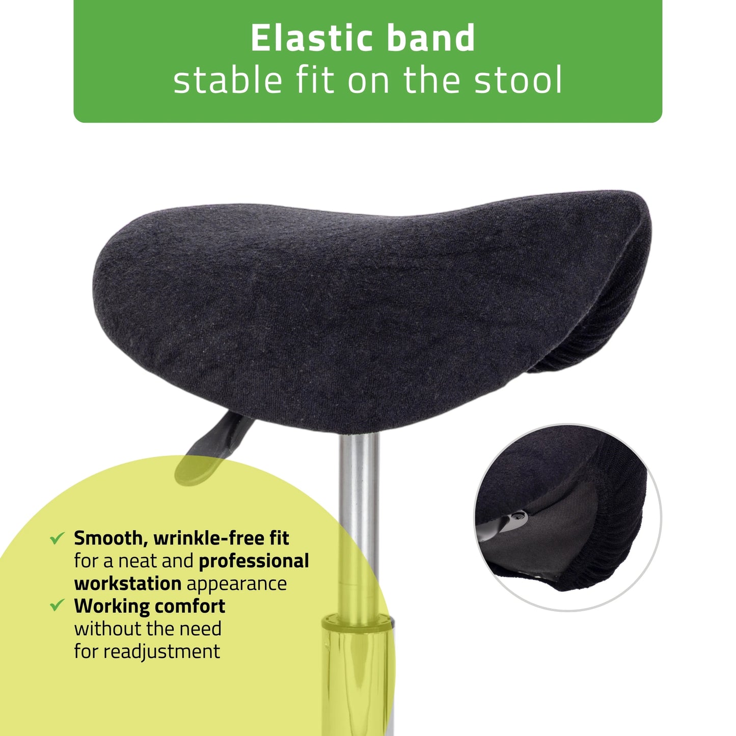Frottékudde til stol med elastik, diameter 60 cm, sort
