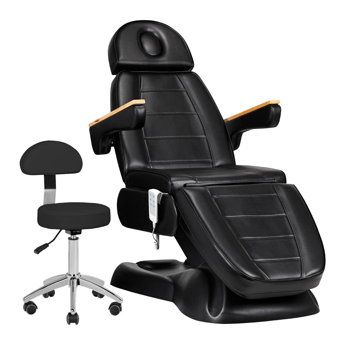 Komplekts - Kosmetoloģijas krēsls - kušete SILLON LUX 273b, melns + krēsls 304