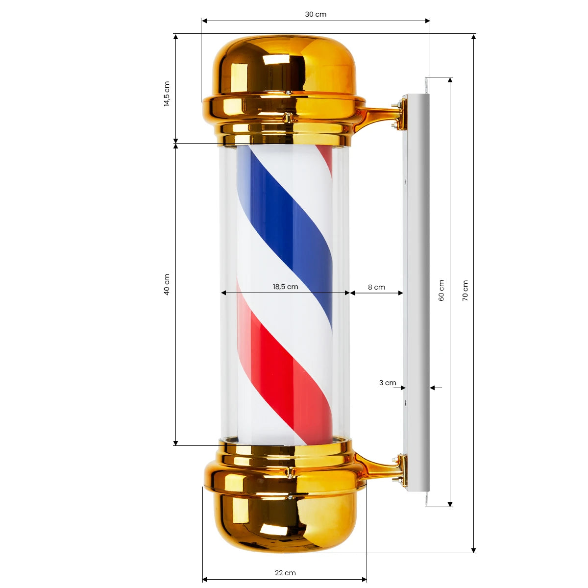 Verlichte plafondlamp barbier BB-02 goud, groot