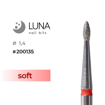 Luna Bits Dimanta frēzes uzgalis, liesmiņas veids, 1,4-3,3, sarkana