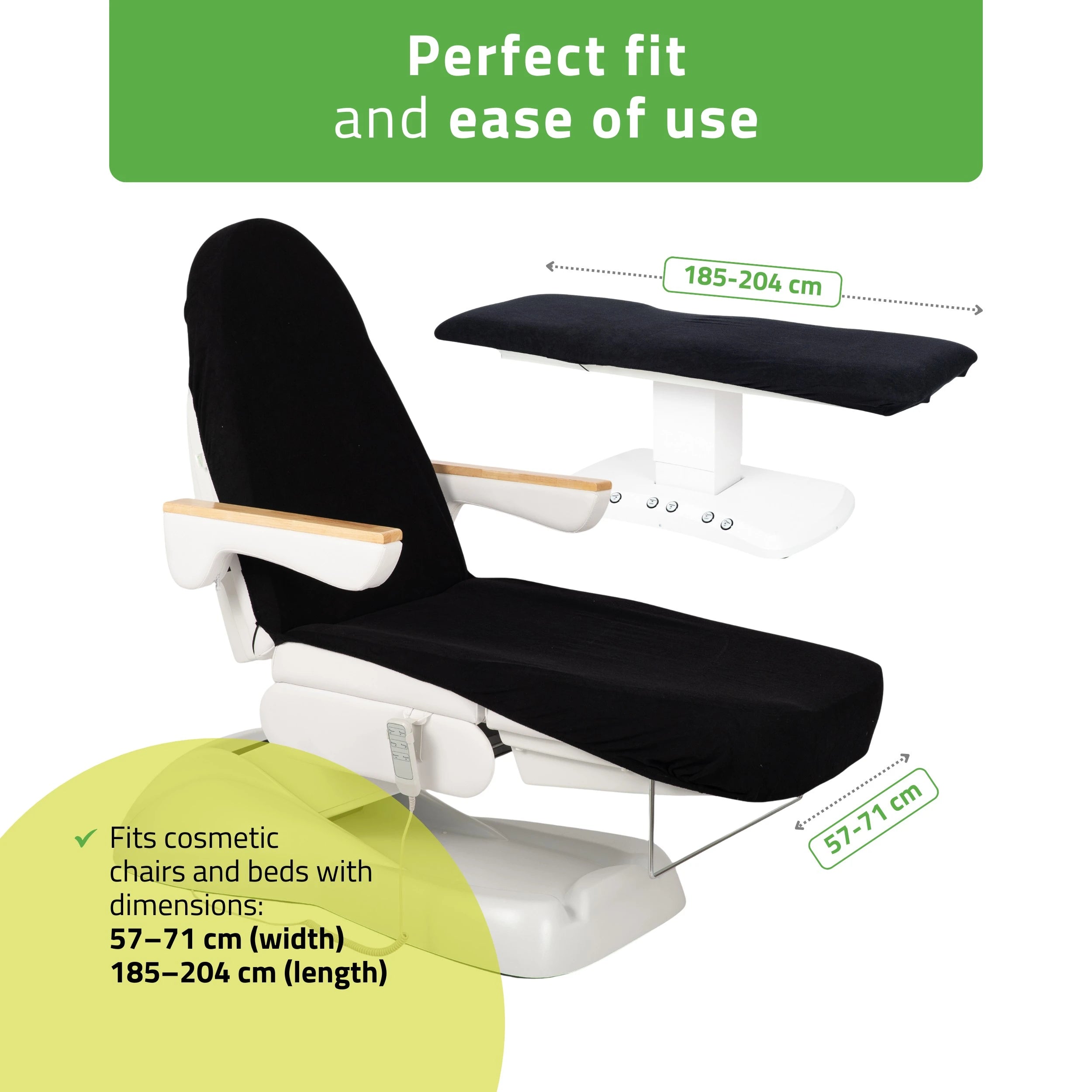 Frotte sheet with elastic and ties for cosmetic chair, 70 × 190 cm black