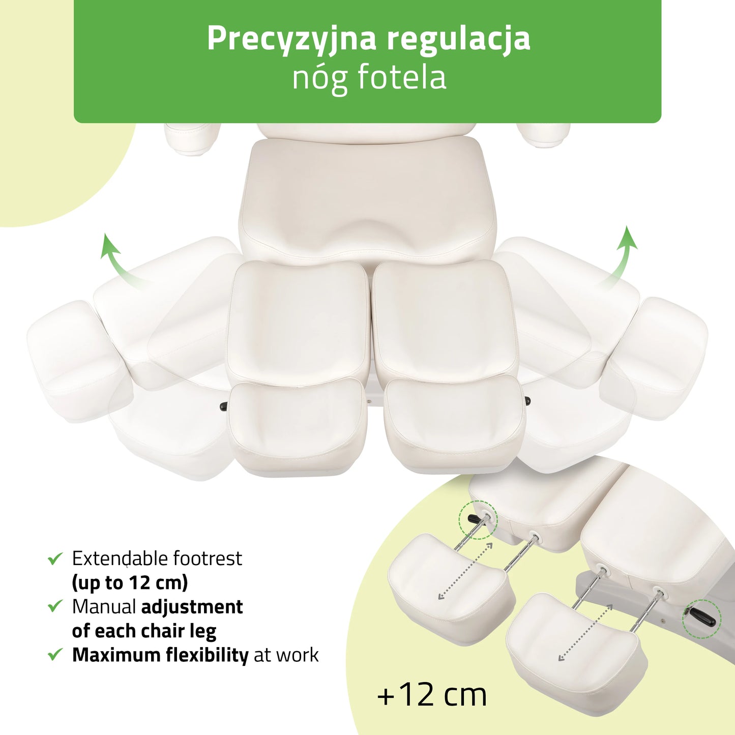 Elektrinė kosmetologinė kėdė Elara PRO 6P, balta