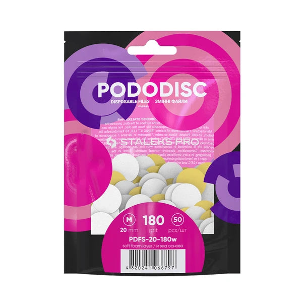 Staleks Wegwerp witte vijlen op zachte schuimlaag voor podo disc PODODISC M EXPERT 180 grit (50 stuks)
