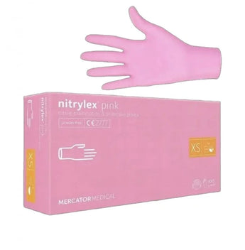 Nitrile gloves, powder-free, XS, pink, 100 pieces, nitrylex®