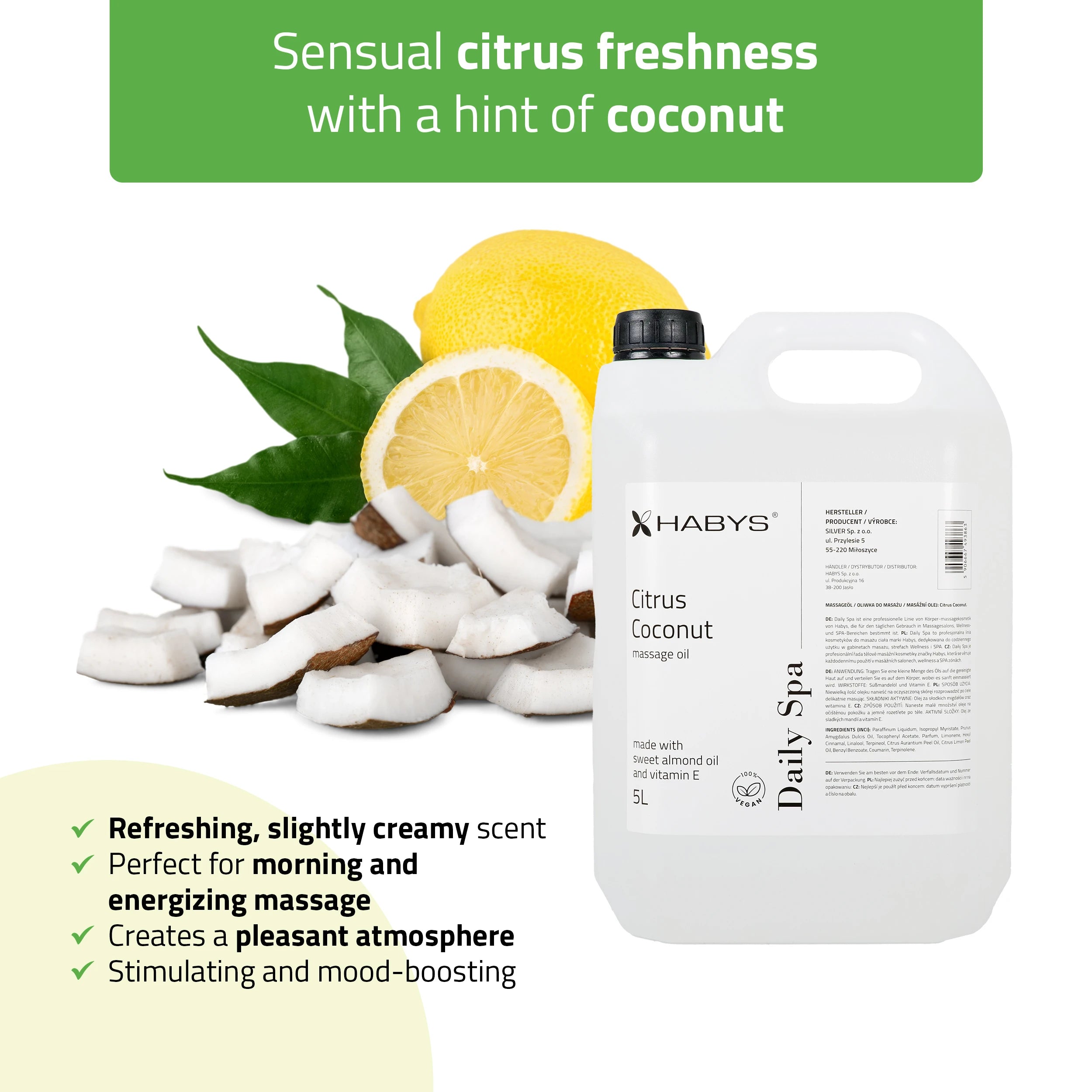 Massage oil Daily Spa Citrus coconut, HABYS 5000 ml