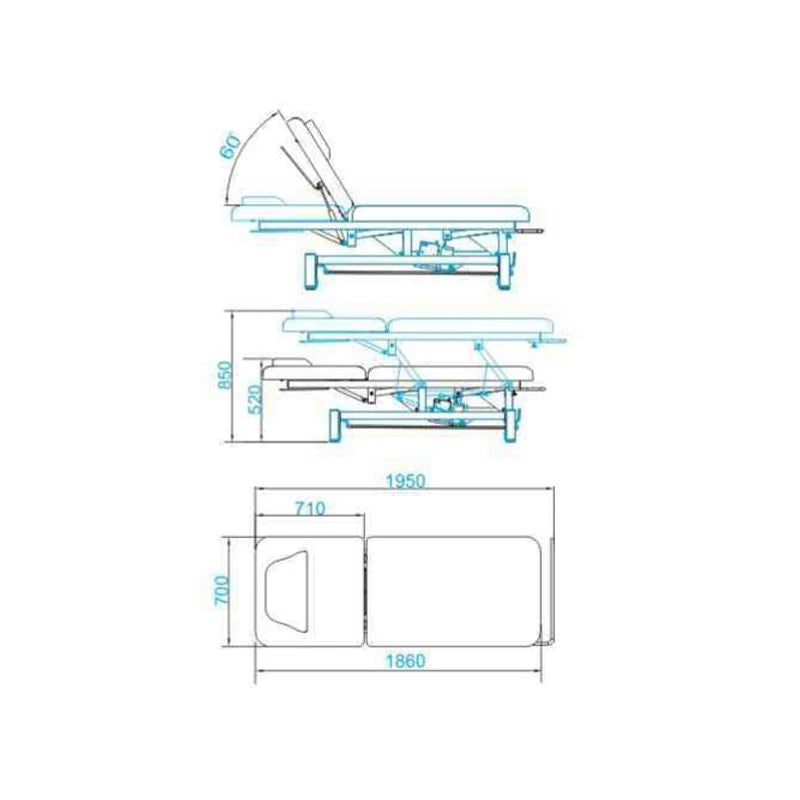 électrique lit for massage Azzurro 684 1 puissant blanc
