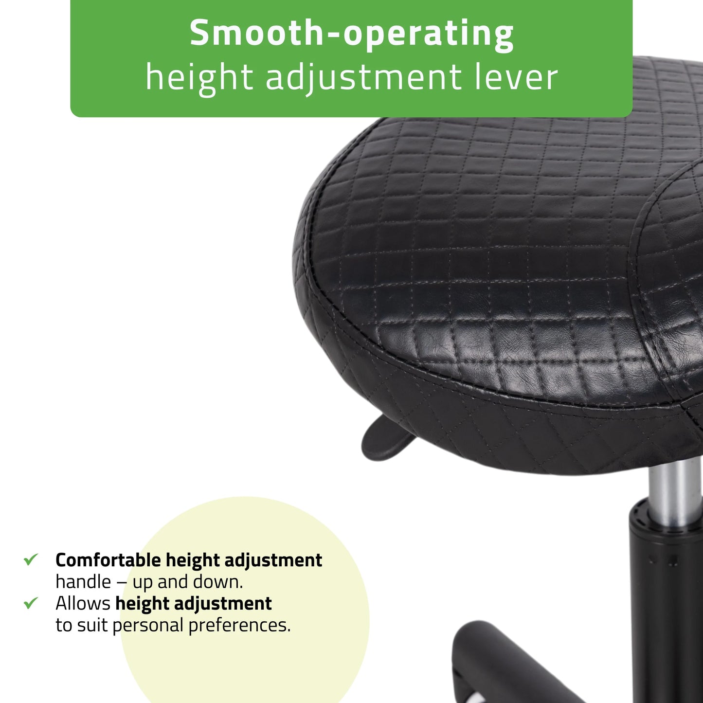 Saddle stool LUMO, Comfy Base k515 quilted black