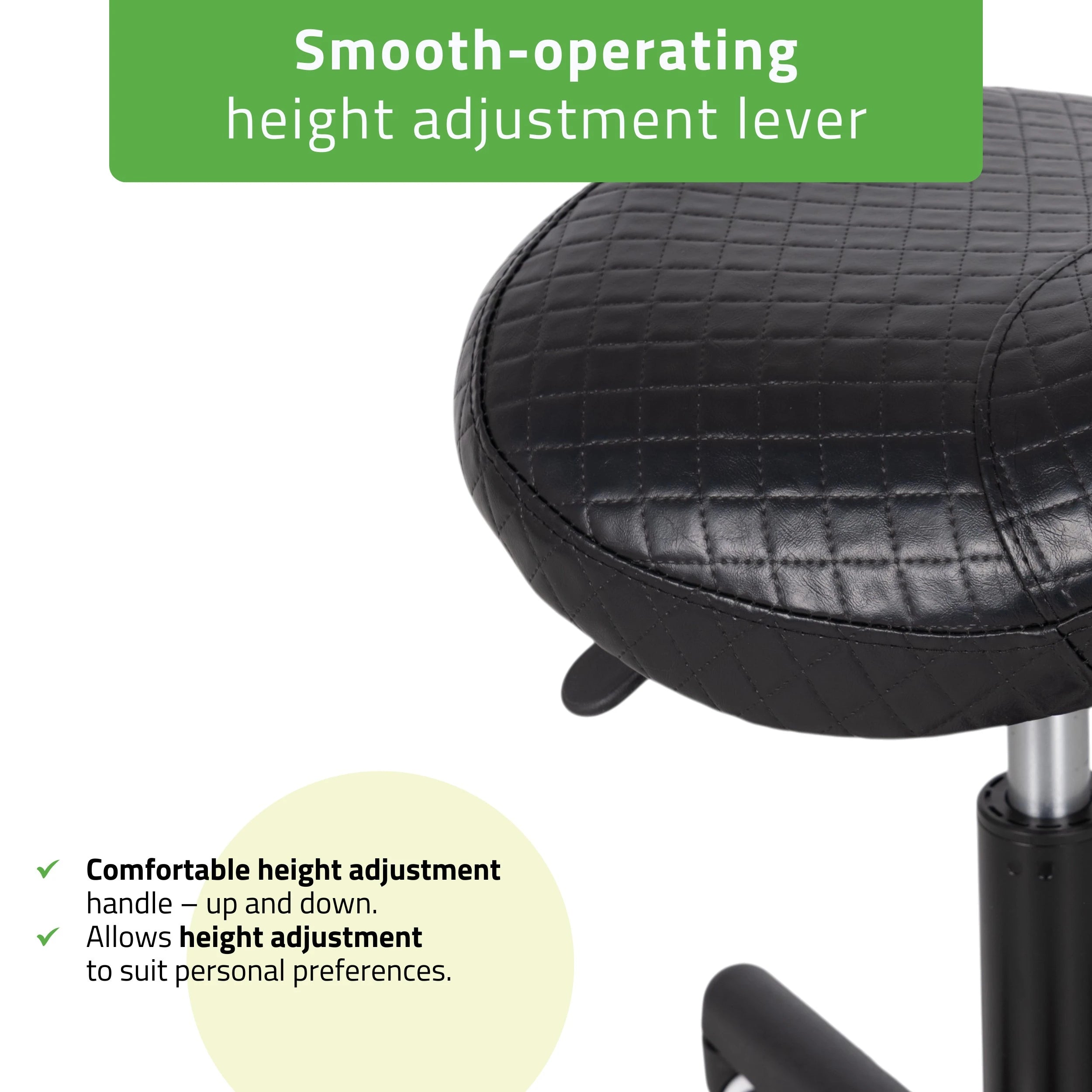 Saddle stool LUMO, Comfy Base k515 quilted black