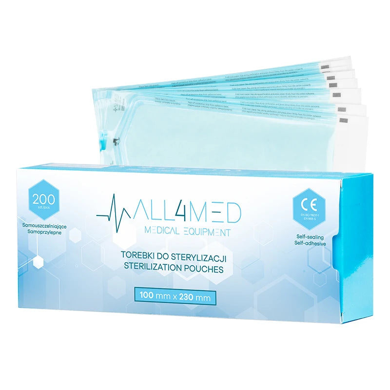 All4med Sterilizācijas maisiņi autoklāvam 100 mm x 230 mm, 200 gab.