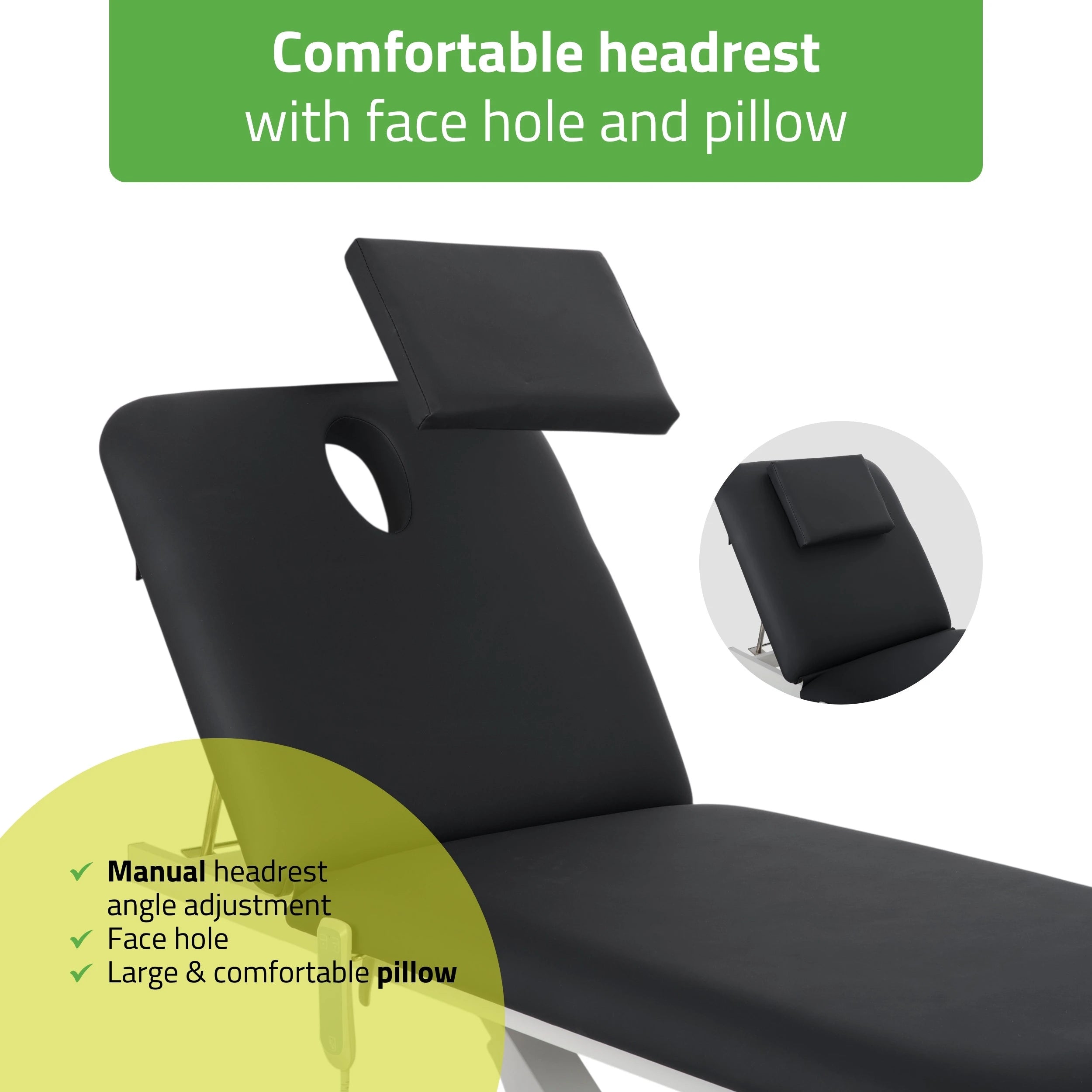 Массажный стол Optima с электроприводом и ручным пультом управления – Satin Comfort k715, черный