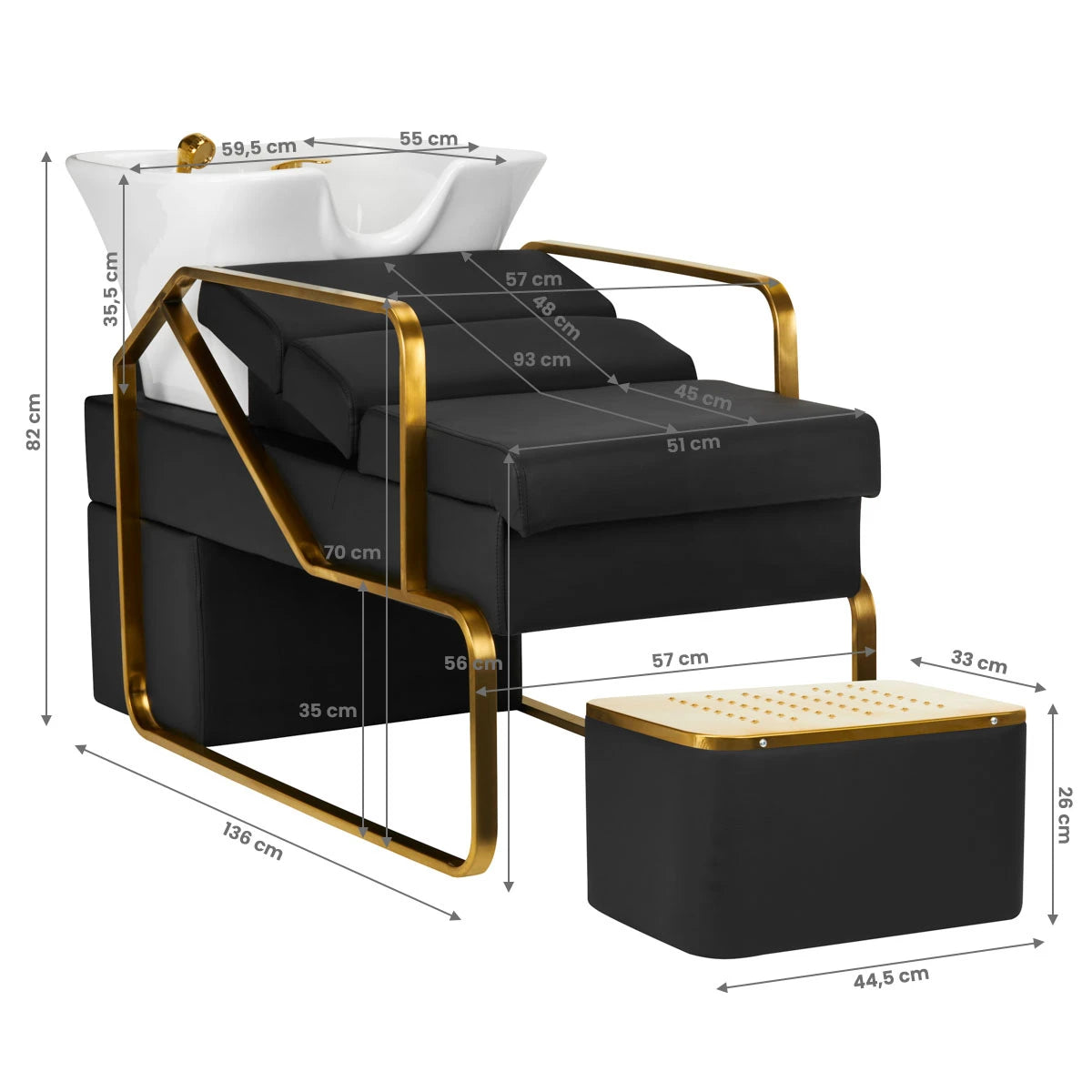 Hairdressing backwash GABBIANO EMMA BLACK GOLD