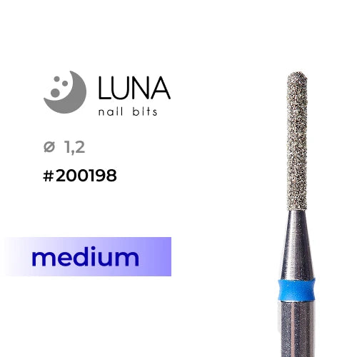 Diamond Nail Drill Bit Rounded Cylinder 1.2-8, Blue Medium Grit